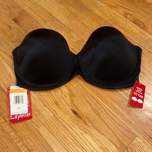 Lilyette Convertible Strapless Bra black 38DD NWT